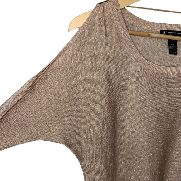 INC INTERNATIONAL CONCEPTS Pink Sweater Shirt Gold Metallic Women’s Petite M - Picture 10 of 12